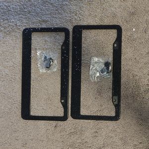 2 Black Rhinestone Plate Covers